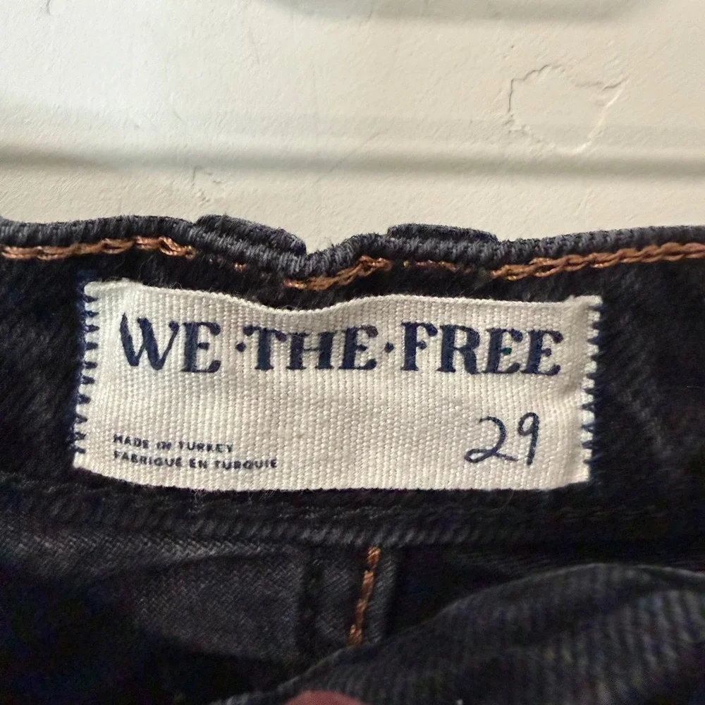 Free People We The Free Lucky You Barrel Jeans 29 Black Mid Rise Button Fly - Picture 5 of 9